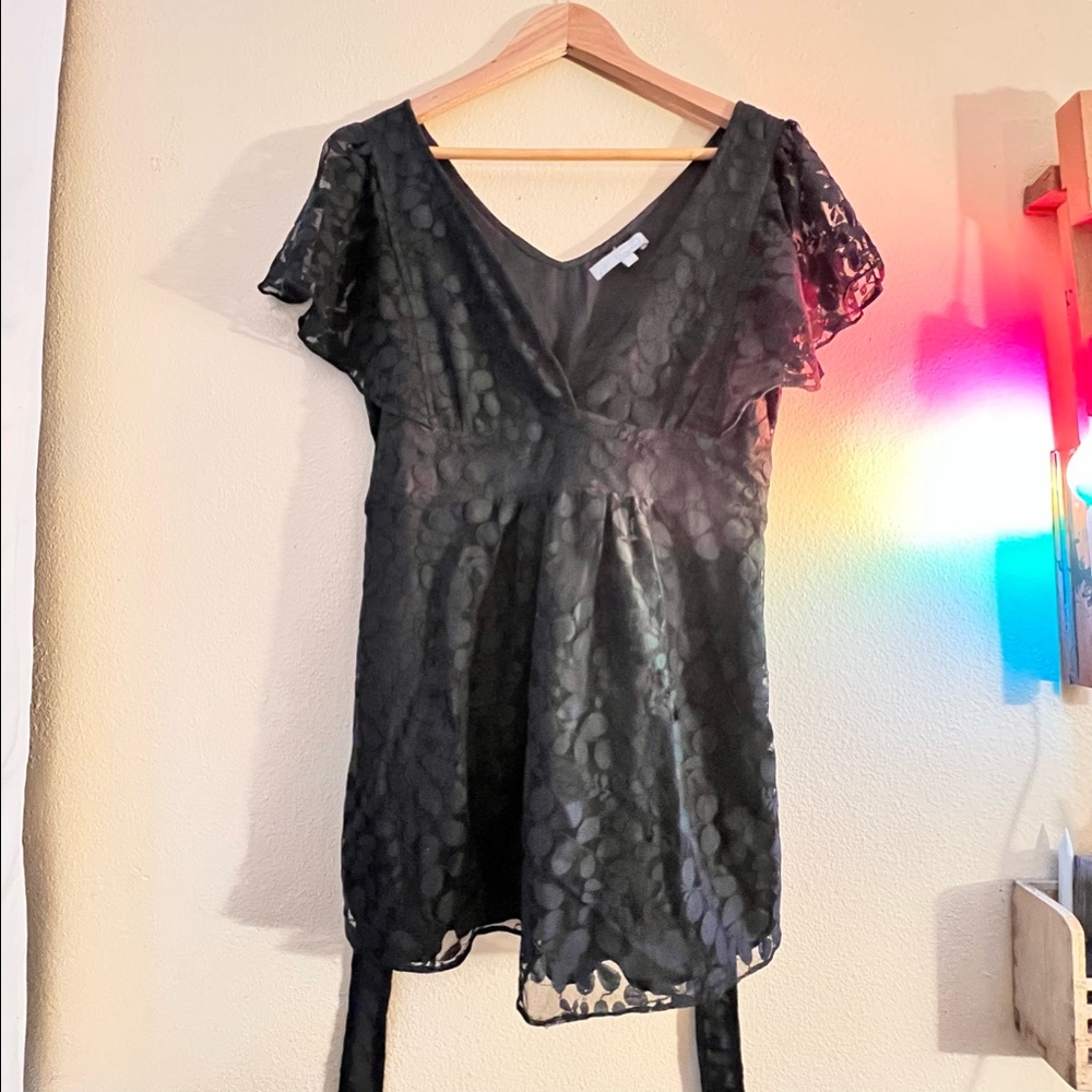 Black Lace Babydoll Blouse Petit Size M/L